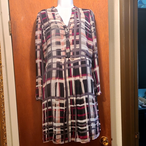 Liz Claiborne BEAUTIFUL drop waist pleated skirt long sleeve dress sz10 - Picture 4 of 8